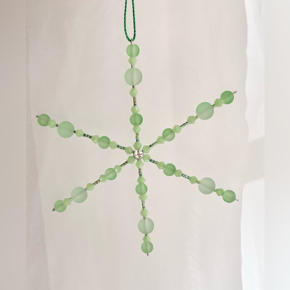 Green Beaded Snowflake Ornament